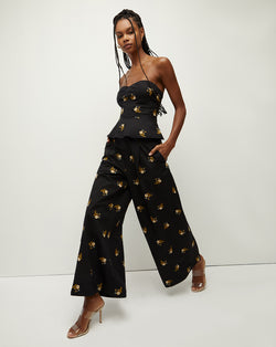 Mazum Floral-Embroidered Wide-Leg Pant
