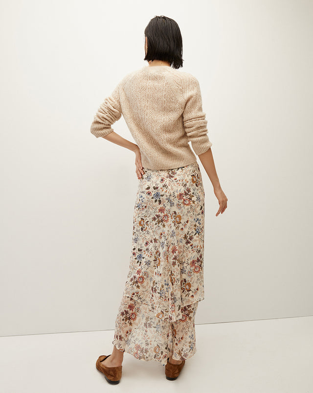 Sira Floral Silk-Georgette Skirt - Ecru Multi - 4