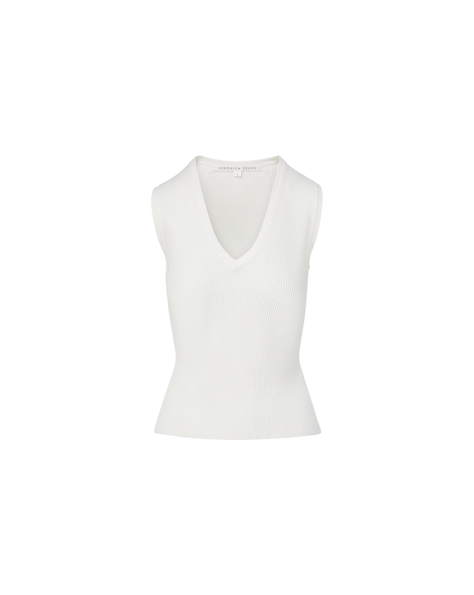 Veronica Beard Sid Knit Tank Top Off-White