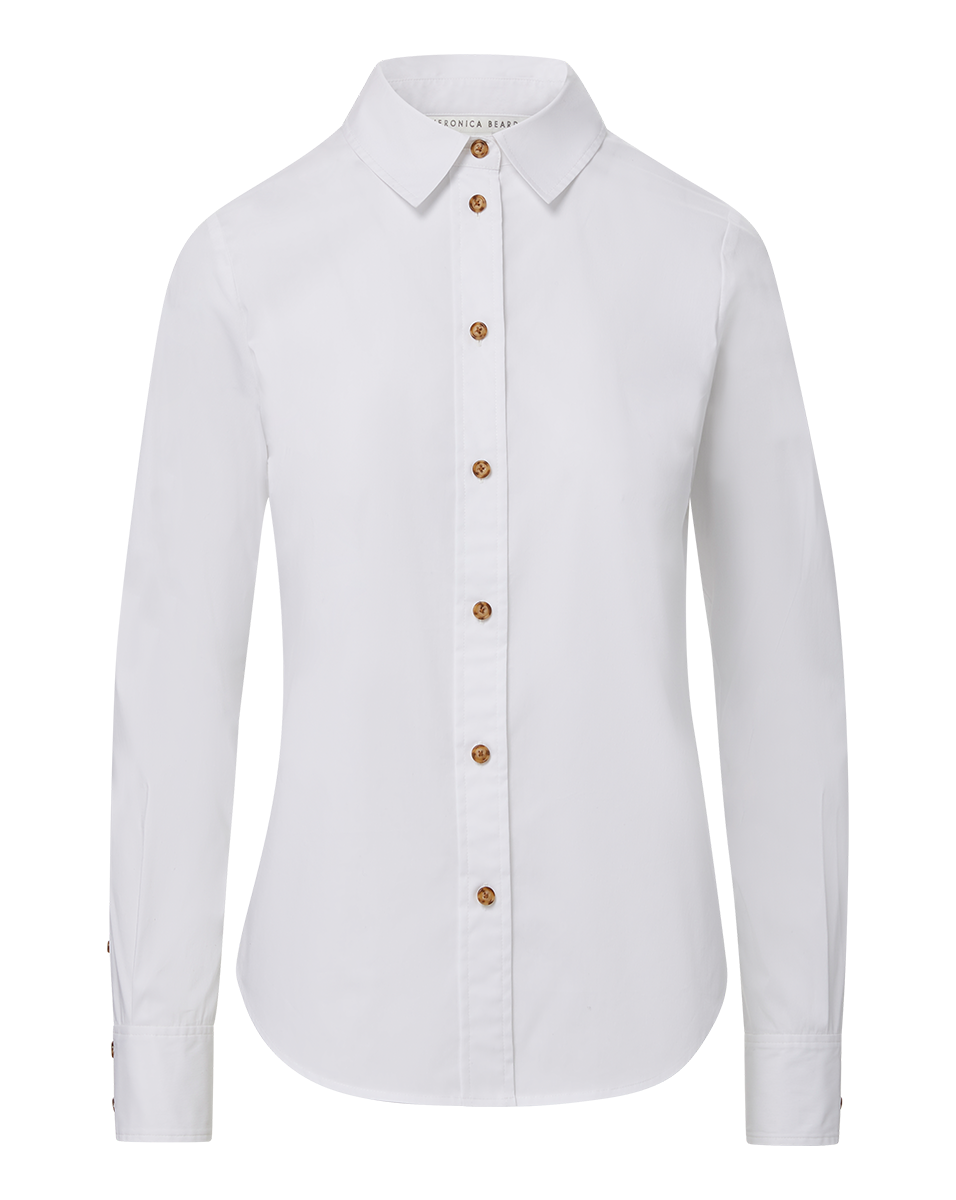Veronica Beard Libby Poplin Button-Down Shirt - White