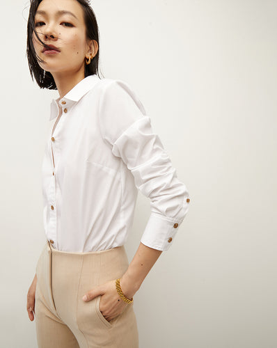 Veronica Beard Libby Poplin Button-Down Shirt - White