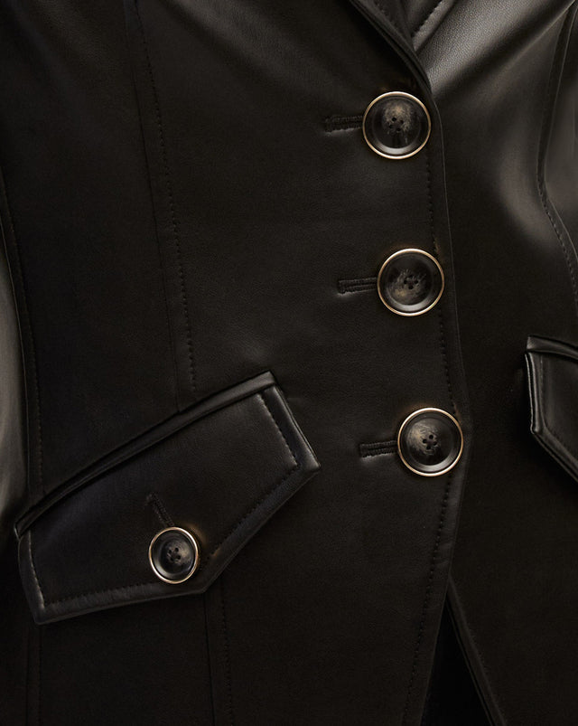 Anoki Vegan Leather Dickey Jacket - Black - 3