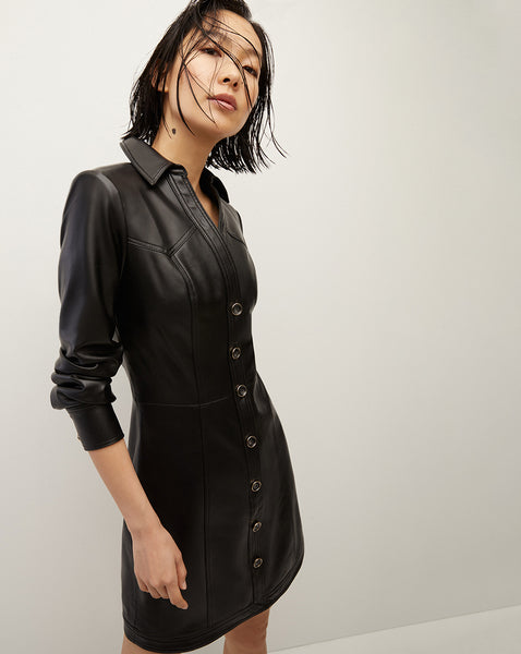 Leather mini dress Zara Black size S International in Leather