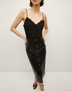 Barrie Vegan Leather Skirt - Black