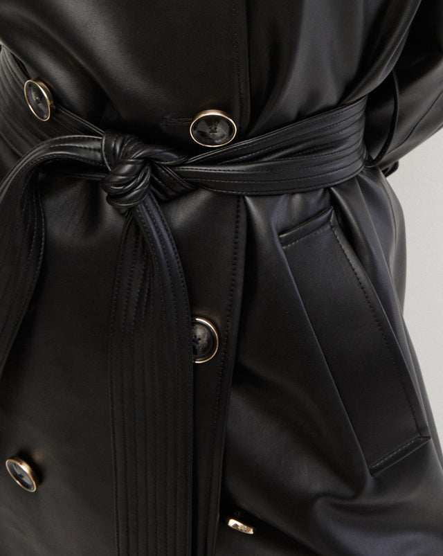 Conneley Vegan Leather Dickey Trench Coat