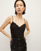 Veronica Beard Ciarlo Lace-Trim Top - Black