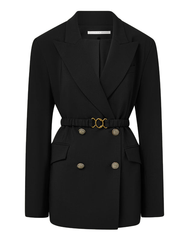 Veronica Beard Double-Breasted golden-buttons Blazer - Black