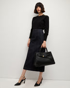 Veronica Beard Nelia Cashmere Pullover | Button Accent - Black