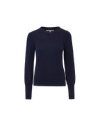Veronica Beard Nelia Cashmere Pullover | Button Accent - Navy