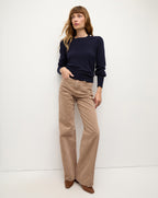 Veronica Beard Nelia Cashmere Pullover | Button Accent - Navy
