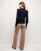 Veronica Beard Nelia Cashmere Pullover | Button Accent - Navy