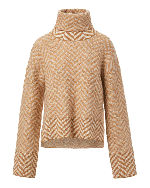 Bolina Herringbone Knit Sweater - Camel - 7