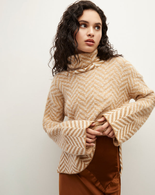 Bolina Herringbone Knit Sweater - Camel - 1