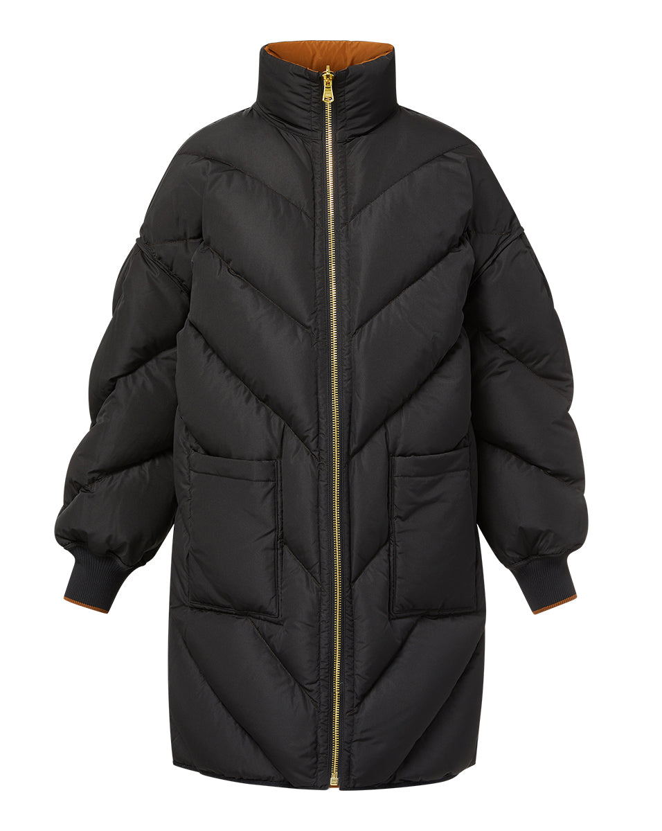 Veronica Beard Shanna Reversible Puffer | Black|Dark Ochre