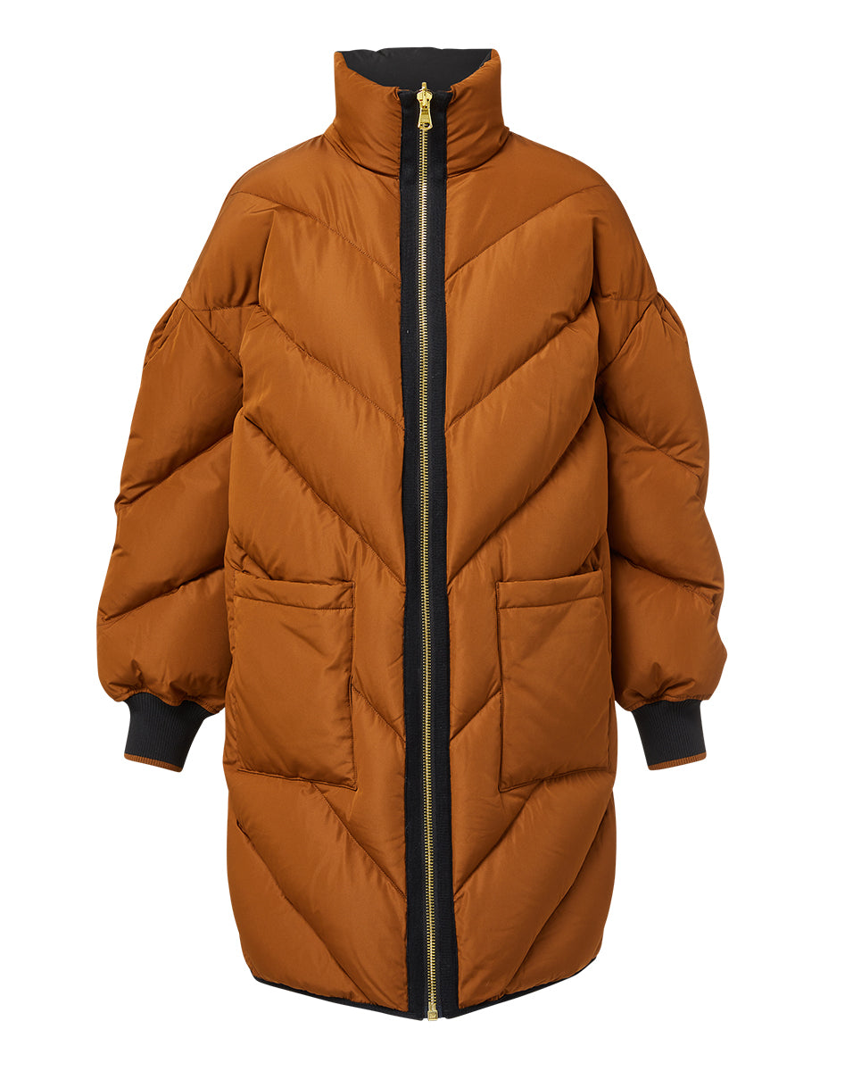 Veronica Beard Shanna Reversible Puffer | Black|Dark Ochre