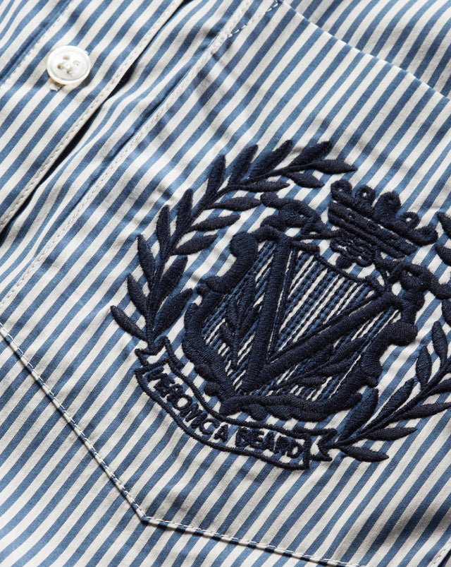 Lloyd Striped Button-Down Top | Logo Crest - Blue/Off White - 3