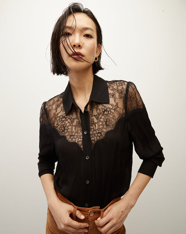 Greer Lace Button-Down Top | Veronica Beard