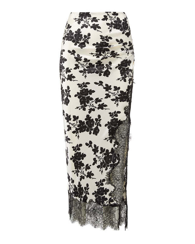 Nasime Stretch-Silk Floral Charmeuse Skirt