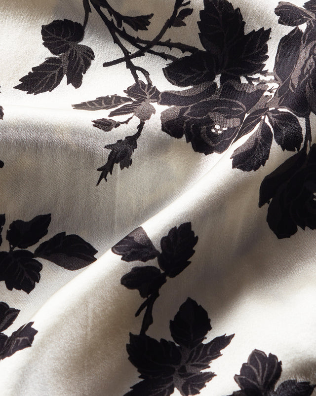 Nasime Stretch-Silk Floral Charmeuse Skirt - Ivory/Black - 3