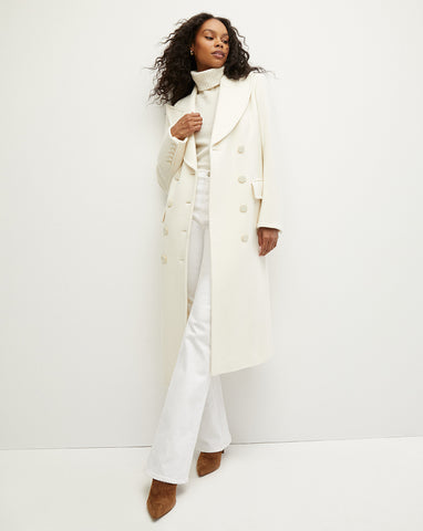 Veronica Beard Verona Asymmetric Wool Blend Coat in White