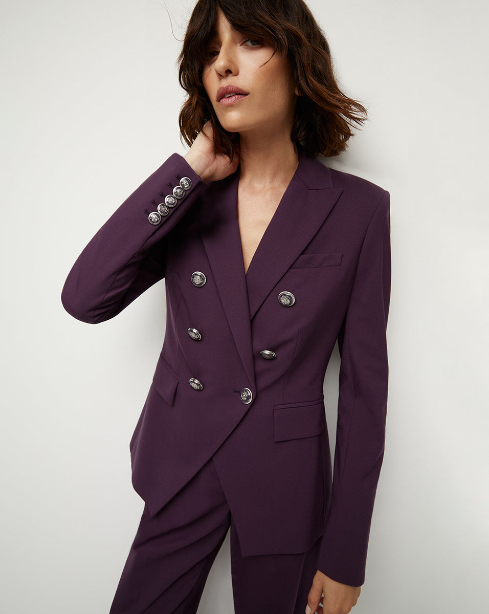 Miller Crest-Button Aubergine Dickey Jacket | Veronica Beard