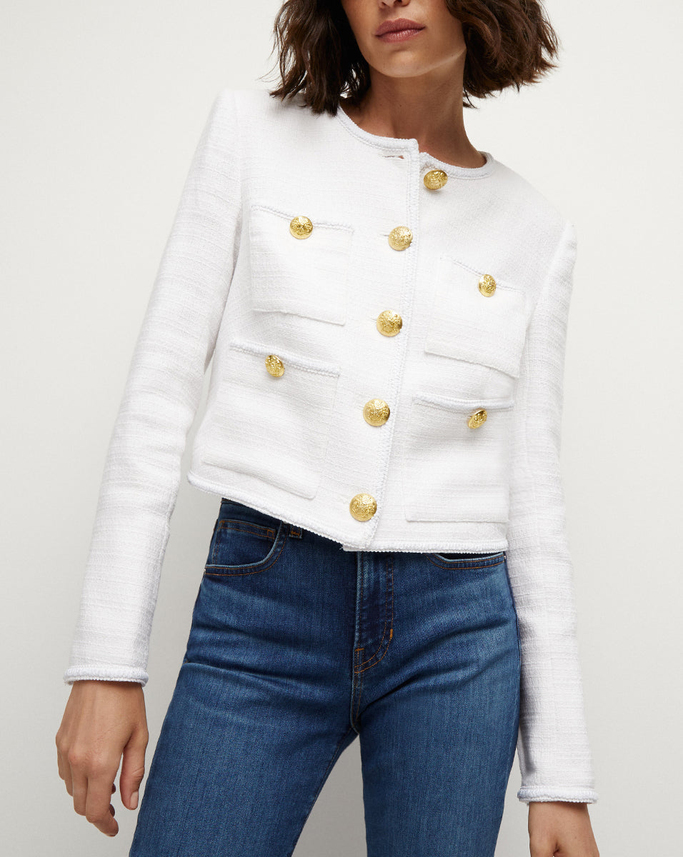 Cirtane Collarless Cotton Jacket | Veronica Beard