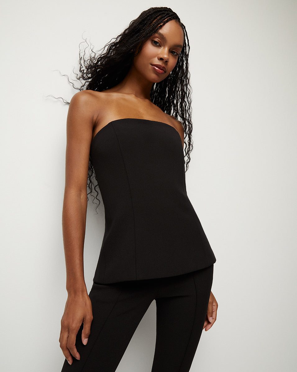 Astrid Lined Black Strapless Top | Veronica Beard