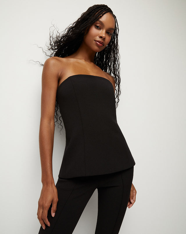 Astrid Lined Black Strapless Top