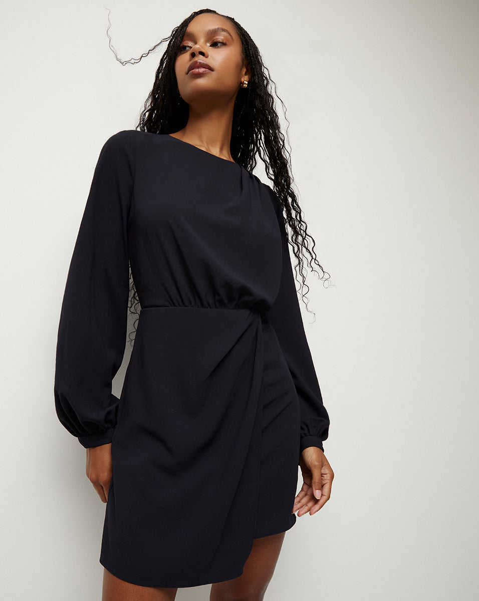 Patrizia Puff Long-Sleeve Crepe Dress | Veronica Beard