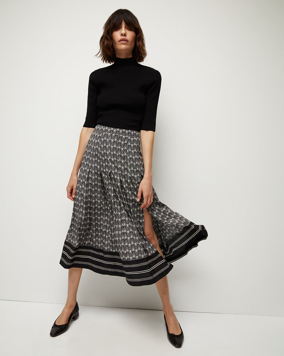 Norris V-Logo Stretch-Jersey Midi Skirt | Veronica Beard