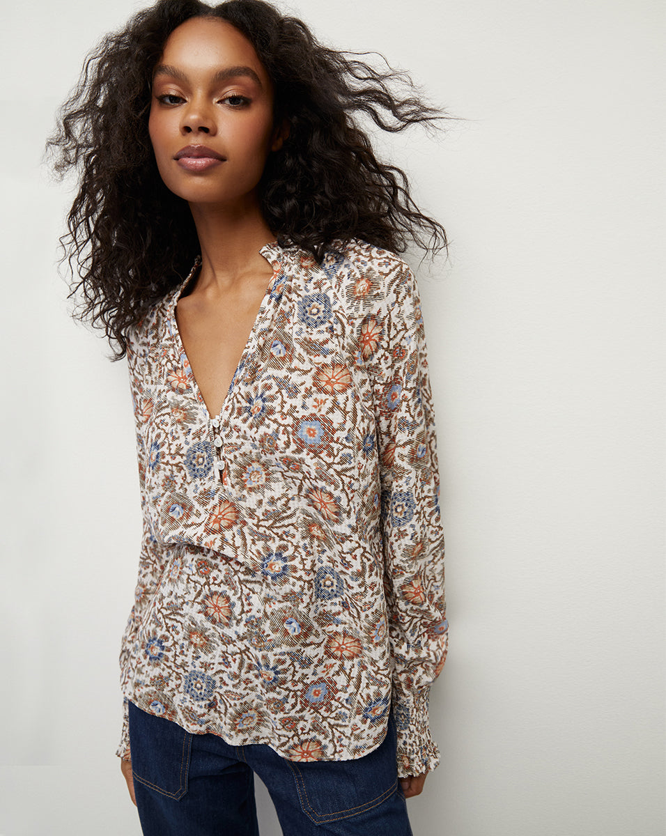 Alexandria Long-Sleeve Floral Top | Veronica Beard