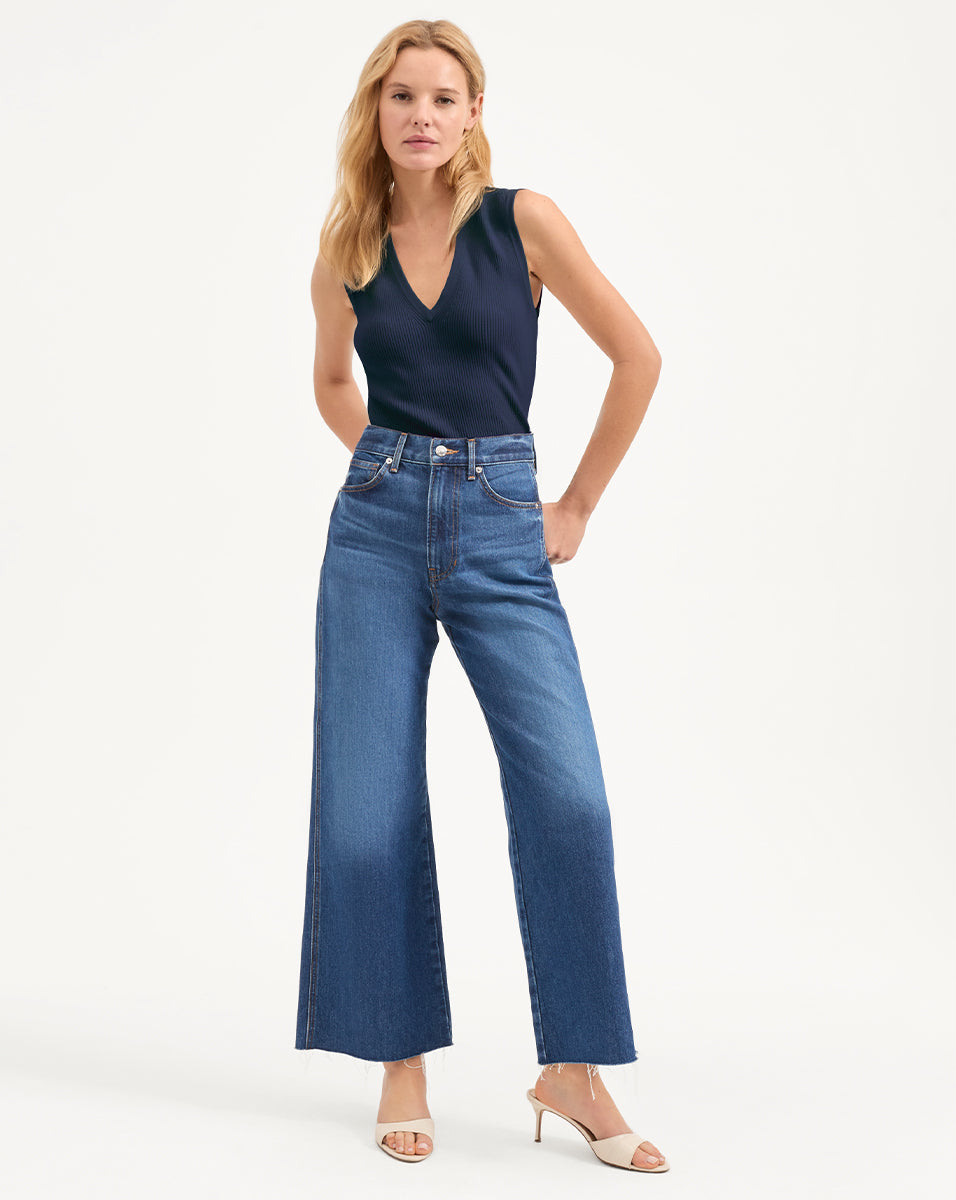 Veronica Beard Sid Knit Tank Top - Navy