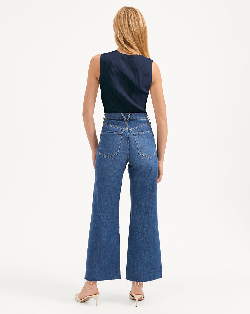 Sid Knit Tank Top in Navy | V-Neck Top | Veronica Beard