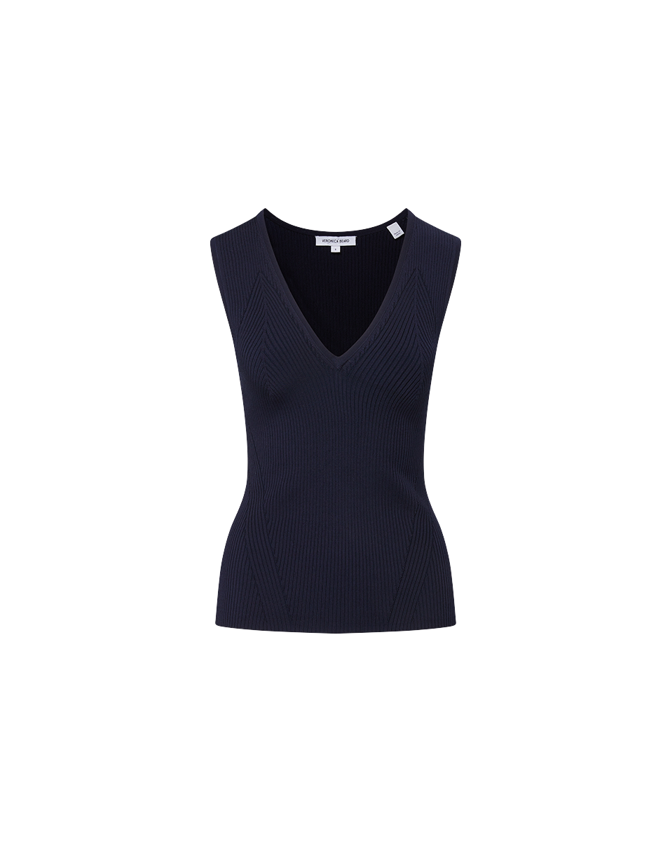 Veronica Beard Sid Knit Tank Top - Navy