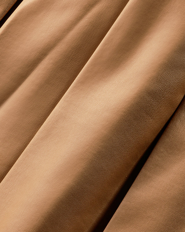Herson Vegan Leather Pleated Midi Skirt - Khaki - 3