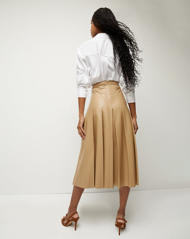Aureum Vegan Leather Midi Skirt-*** FINAL SALE*** – Hand In Pocket