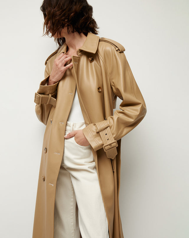 Conneley Vegan Leather Dickey Trench Coat