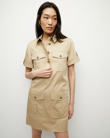 Lucca Mini Khaki Shirt Dress | Veronica Beard