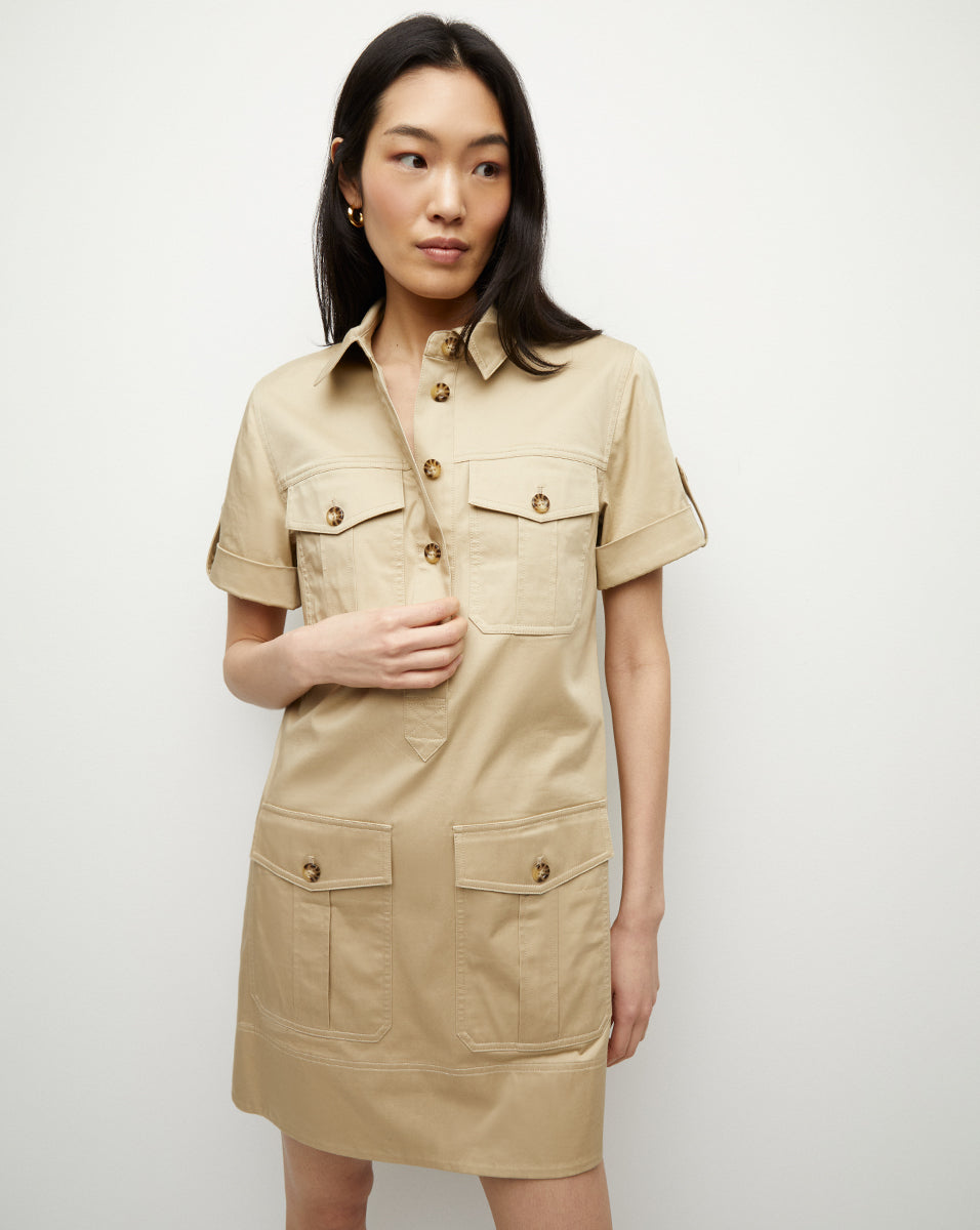 Lucca Mini Khaki Shirt Dress | Veronica Beard