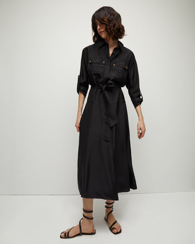 Camille Black Silk Shirt Dress | Veronica Beard