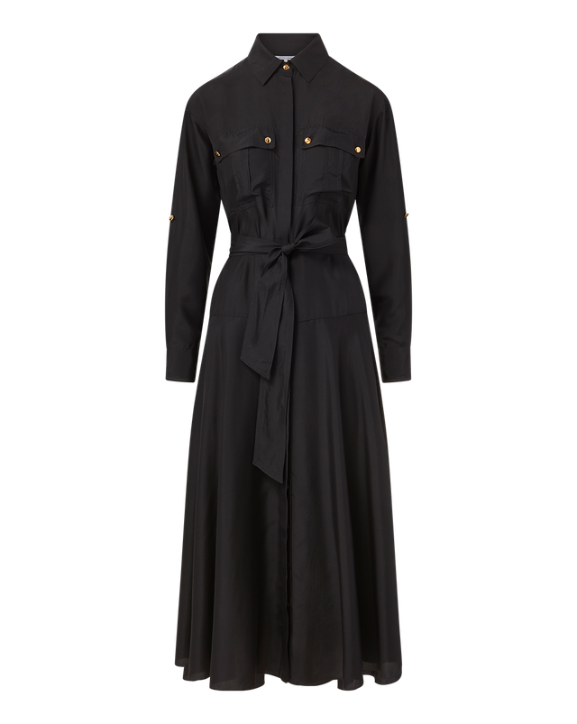 Camille Silk Shirtdress In Black Veronica Beard