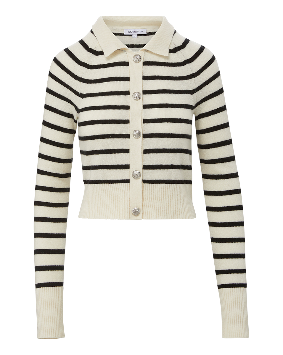 Veronica Beard popular black/brown striped cropped cardigan. Size S. Retail over $500