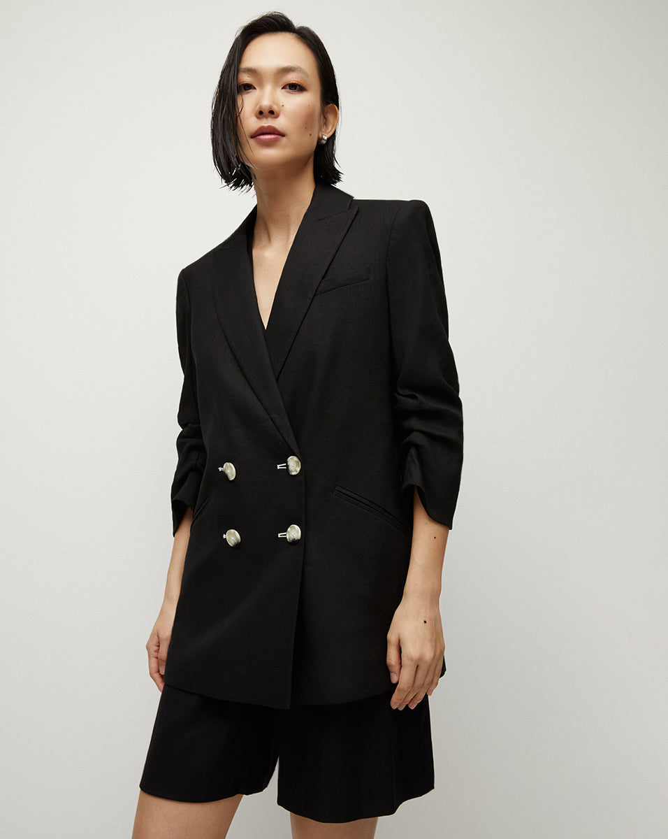 Kiernan Linen Dickey Jacket in Black | Veronica Beard