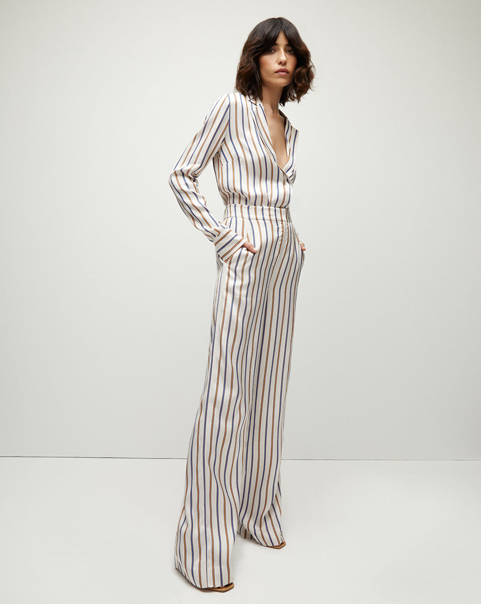 Grigore High-Waist Striped Wide-Leg Pant | Veronica Beard