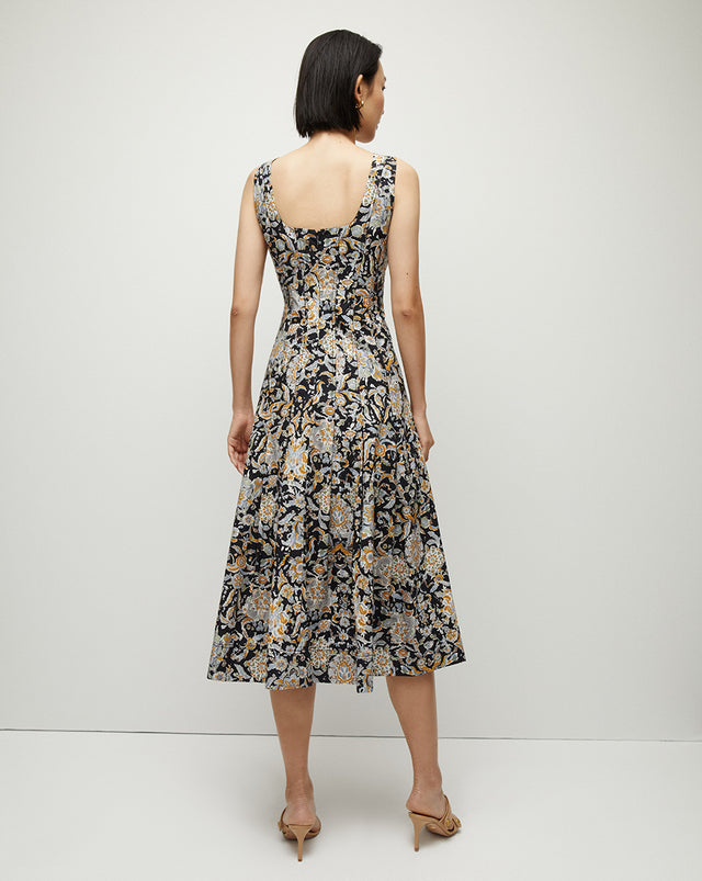Jolie Paisley-Print Dress - Black Multi - 5
