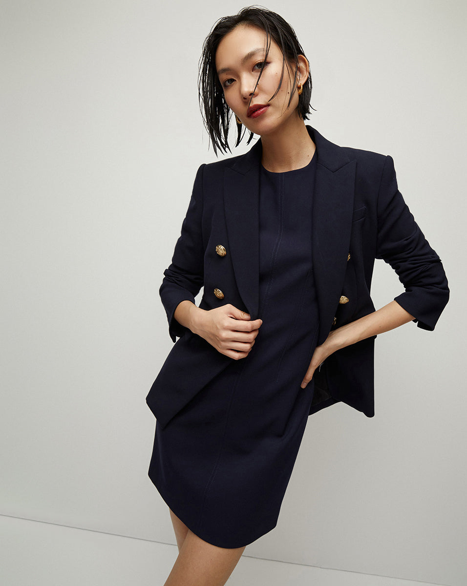 Hayek Dress in Navy | Veronica Beard