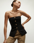 Veronica Beard Forman Bustier Top - Black