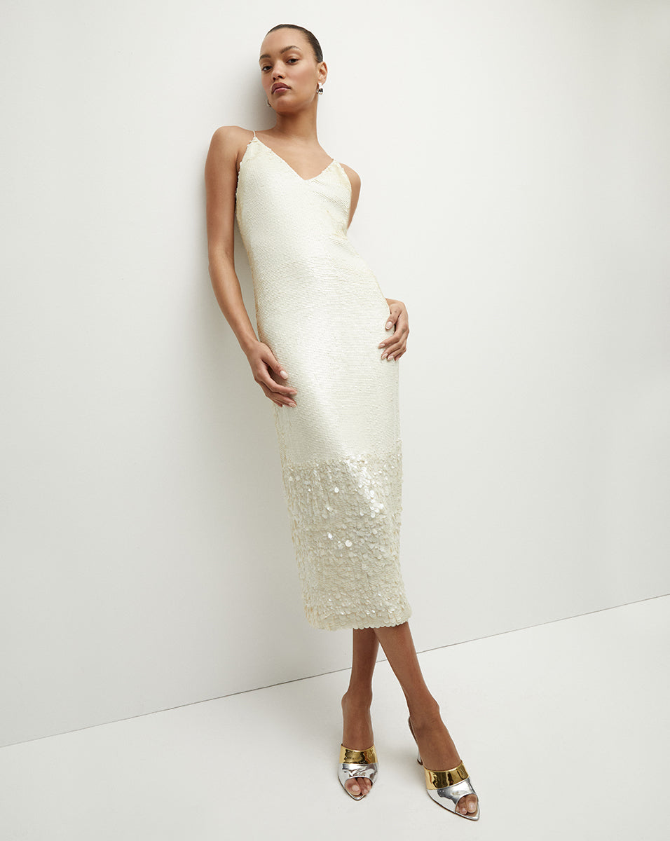 Perla Sequin Midi Slip Dress | Veronica Beard