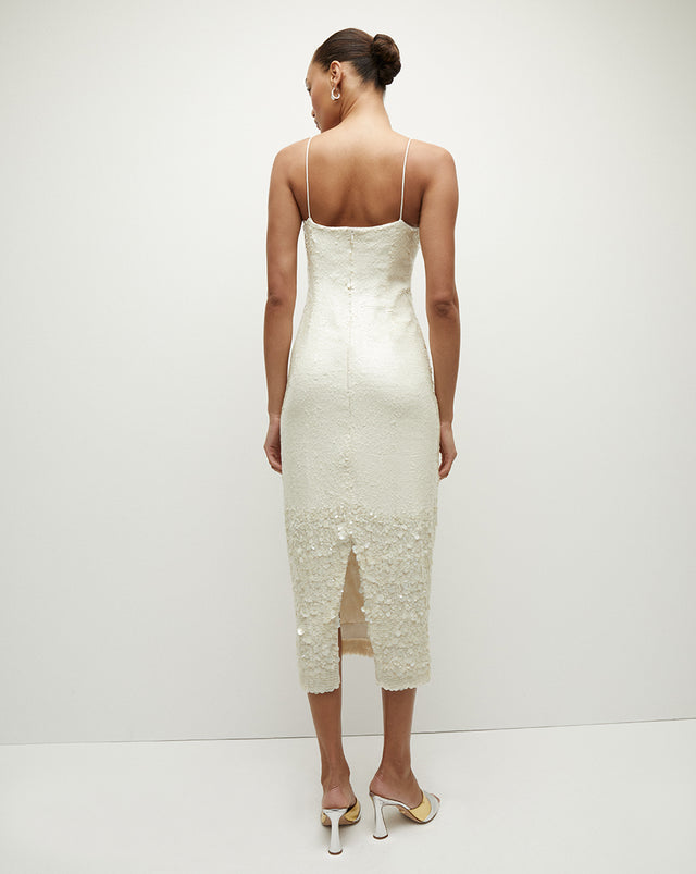 Perla Sequin Dress - Iridescent Off-White - 5