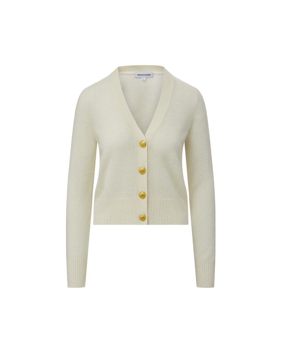 TGOR カーディガンCache-Coeur  cardigan IVORY Solene Cashmere Cardigan in Ivory | Veronica Beard